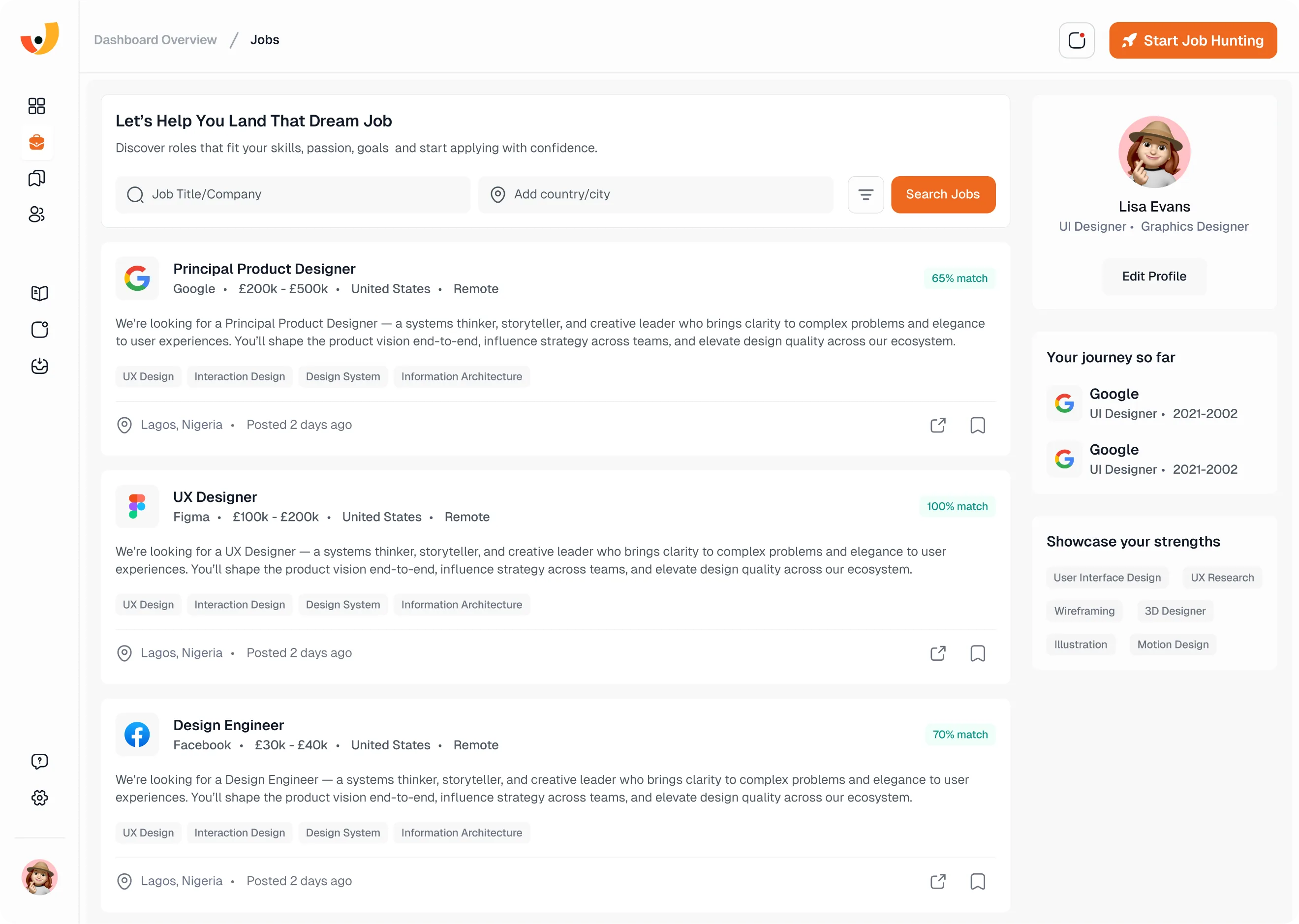 Application tracking dashboard preview